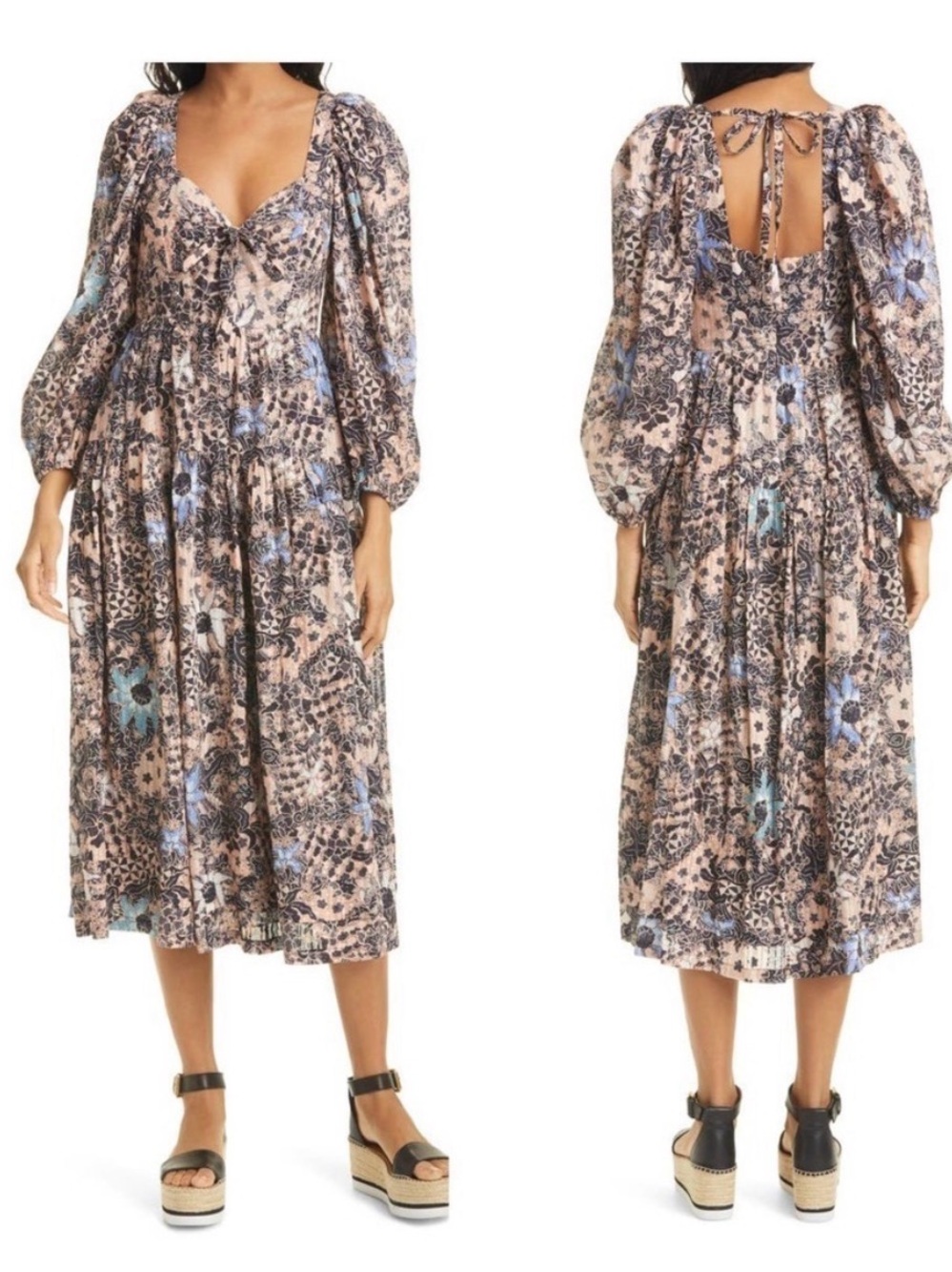 Ulla Johnson Kemala Dress Faded Coral Floral Midi Size 4- $445 Retail